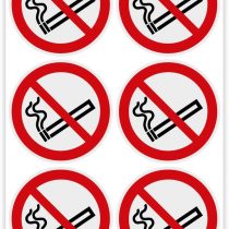 6 Pack No Smoking Sign 75mm Stickers on CLEAR self-adhesive vinyl for car, van, taxi, windows (Self-adhesive vinyl)