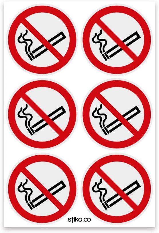 6 Pack No Smoking Sign 75mm Stickers on CLEAR self-adhesive vinyl for car, van, taxi, windows (Self-adhesive vinyl)