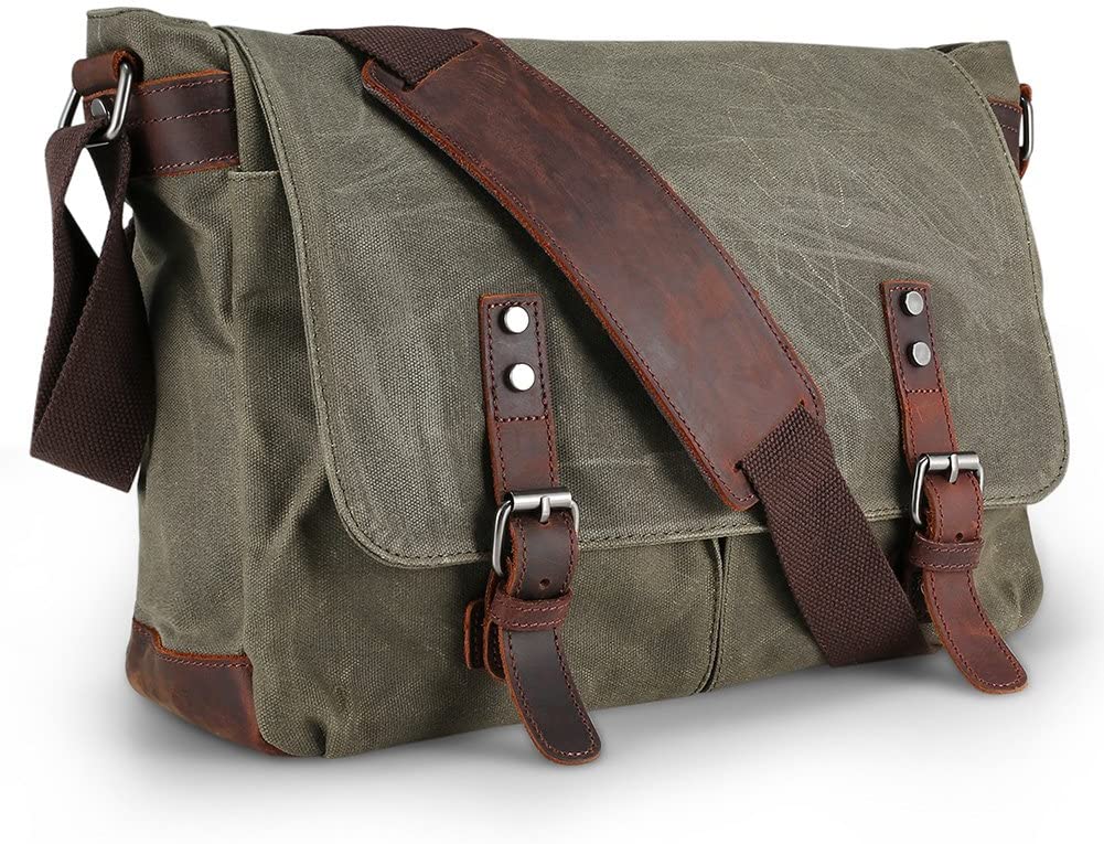 AIZBO Waterproof Messenger Bag Mens, Man Bags Cross Body Canvs Shoulder Bag Satchel Bag Laptop Bag for 15 Inches