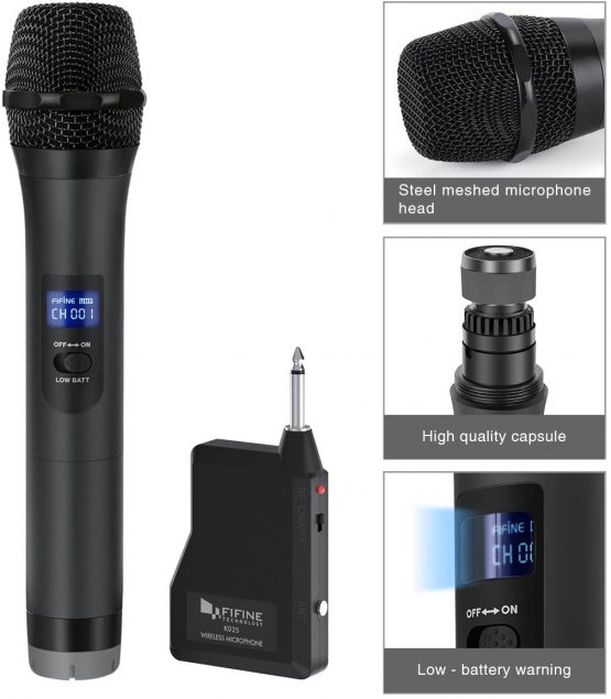 Wireless Microphone,FIFINE Handheld Dynamic Microphone Wireless mic System for Karaoke Nights and House Parties to Have Fun Over the Mixer,PA System,Speakers-K025 - Image 2