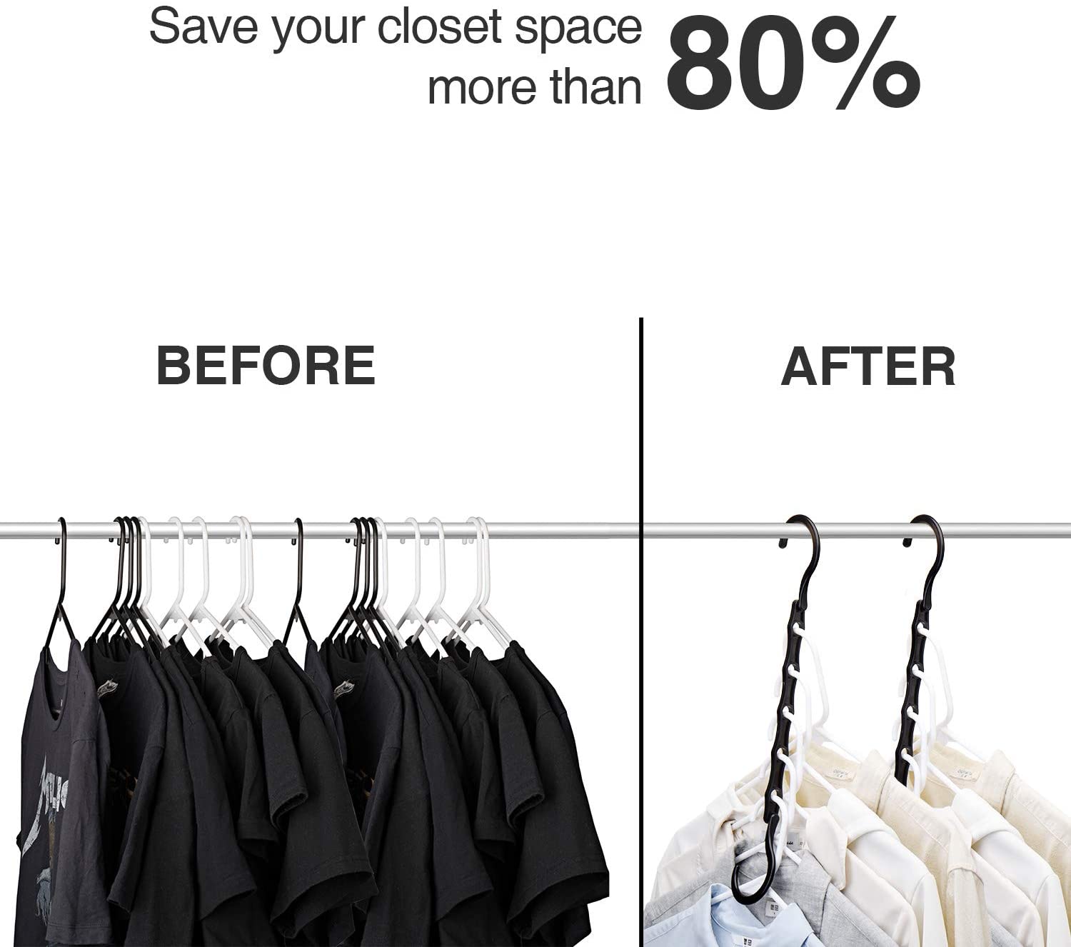 HOUSE DAY Black Magic Space Saving Hangers, Premium Smart Hanger Hooks - Image 2