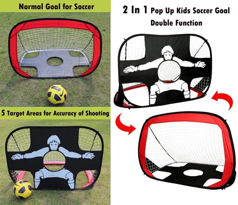 Livememory Kids Football Nets 2 in 1 Pop Up Goals Kids Football Goal Soccer Nets for Kids for
