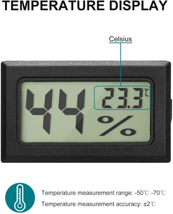 EEEKit 3-Pack Hygrometer Thermometer, LCD Digital Mini Digital Temperature Meter Humidity Gauge for Greenhouse Cars Home Office, Black - Image 2