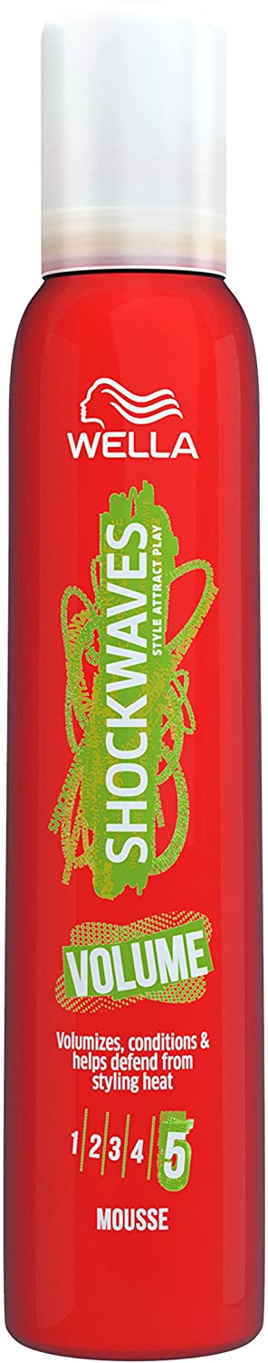WELLA Shockwaves Volume Mousse, 200ml, (Pack of 1), Red, 200 ml (Pack of 1)