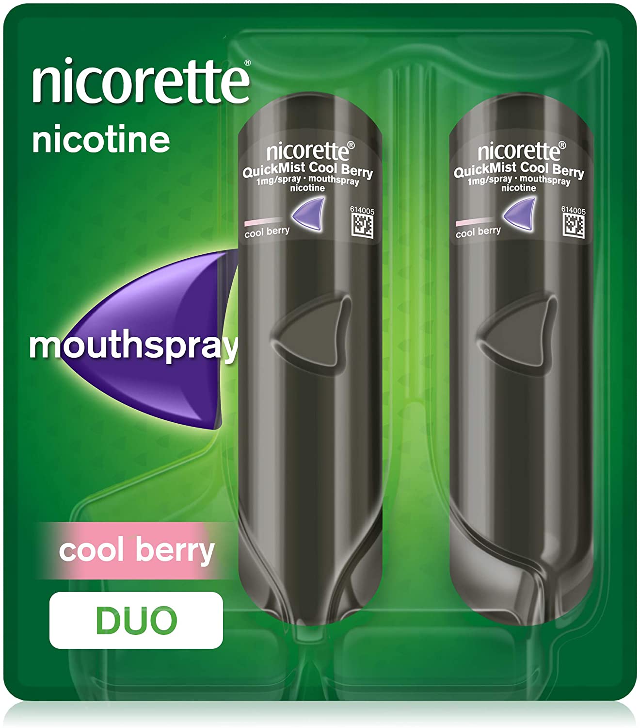 Nicorette Quickmist Cool Berry Mouthspray, Nicotine Mouthspray- Duo- 2x150 Sprays (Quit Smoking and Stop Smoking Aid)