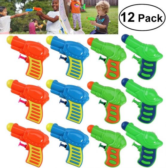 TOYMYTOY 12pcs Plastic Water Squirt Gun Pistol for Kids Watering Game (Random Color)