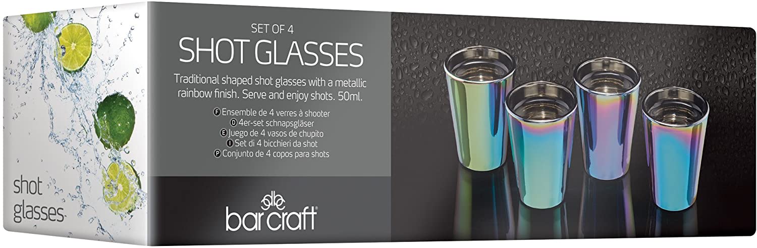 BarCraft BCSGRBOW4PC Metallic Rainbow Iridescent Shot Glasses, 50 ml (2 fl oz), Set of 4, 5 x 5 x 6 cm, 4 Count (Pack of 1) - Image 3