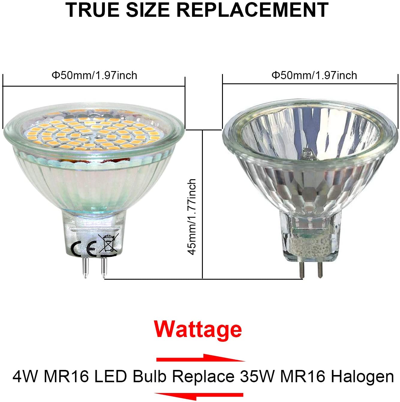 HiBay 10x 12V GU5.3 MR16 LED Bulbs 4W Warm White 3000K GU5.3 Bi-Pin Spot Lights Replace 35W Halogen AC/DC 12V Energy Saving Lamps - Image 3