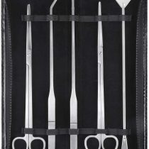 MINERLELE Stainless Steel Aquarium Tools Kit 5 in 1 Fish Tank Cleaner Aquascape Tools Aquatic Plant Aquascaping Tweezers Scissors Tongs Algae Scraper Set