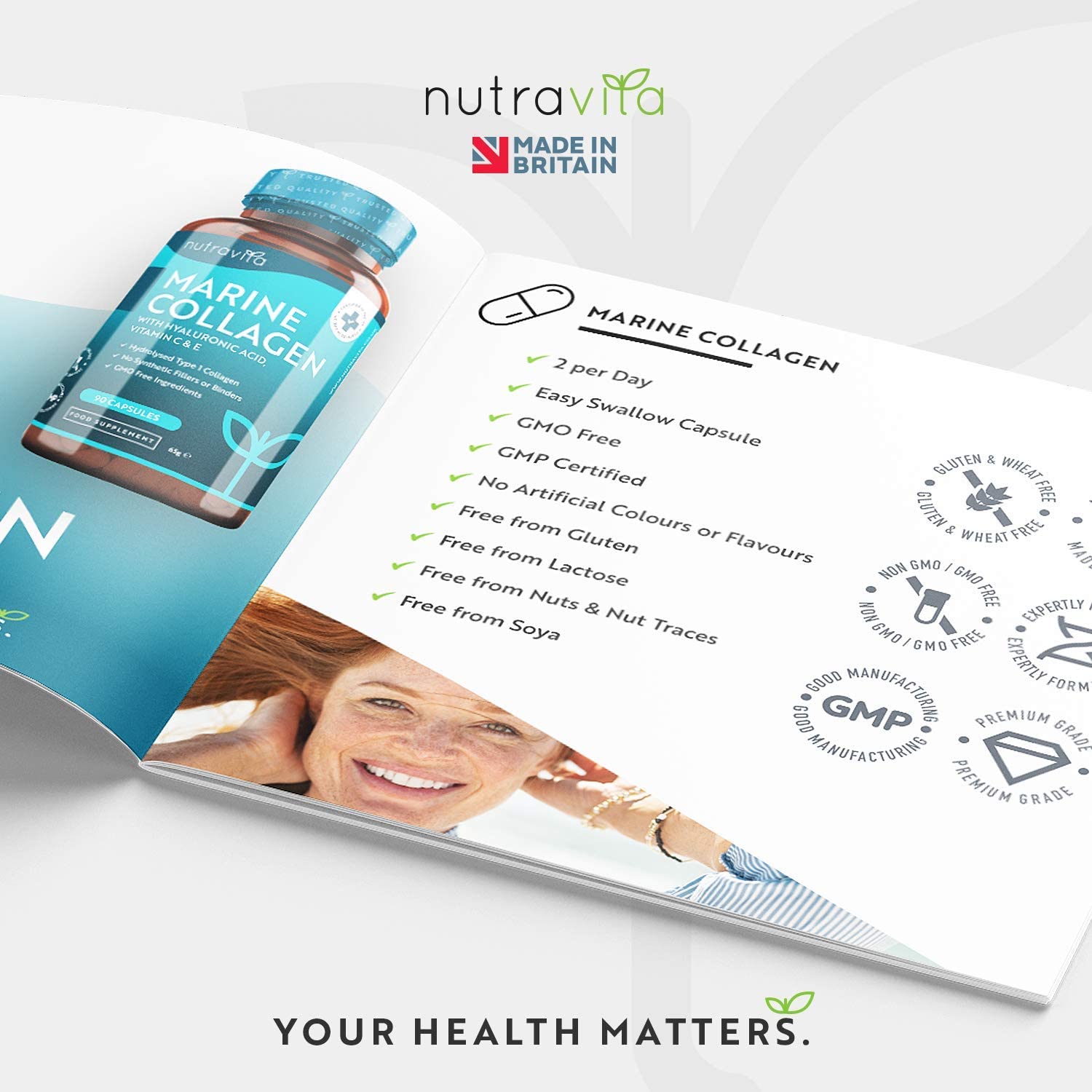 Nutravita Marine Collagen 1000mg Enhanced with Hyaluronic Acid 100mg, 90 Super Strength Capsules - Image 4