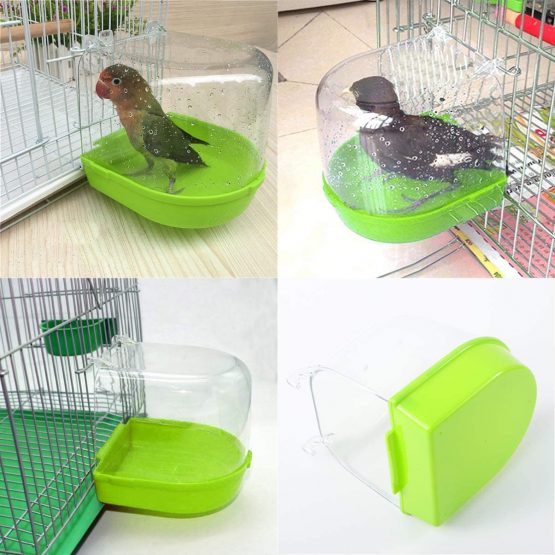 POPETPOP Parrot Bath Box Bird Cage Accessory Supplies Bathing Tub Bath ...