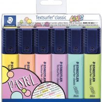 STAEDTLER 364 CWP6 Textsurfer Classic Pastel Highlighter (High Quality Made in Germany, with Large Ink Memory for Extra Long Marking Performance, Case with 6 Colours Pastel)