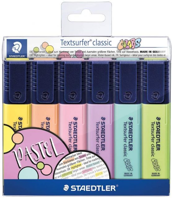 STAEDTLER 364 CWP6 Textsurfer Classic Pastel Highlighter (High Quality Made in Germany, with Large Ink Memory for Extra Long Marking Performance, Case with 6 Colours Pastel)