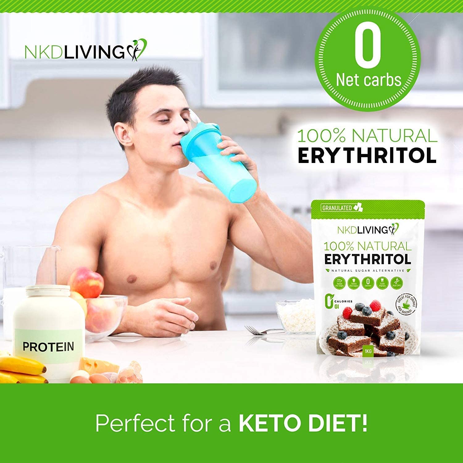 100% Natural Erythritol 1 Kg (2.2 lb) Granulated ZERO Calorie Sugar Replacement - Image 4