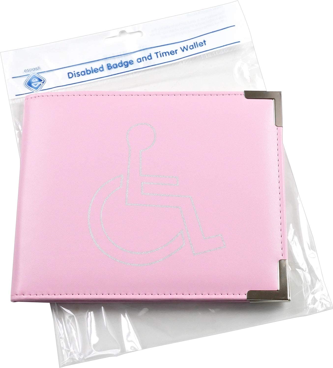 Esposti Disabled Blue Badge & Timer Holder - PU Leather Cover - Metal Corners - Hologram Safe - Pink, 180mm x 145mm - Image 4