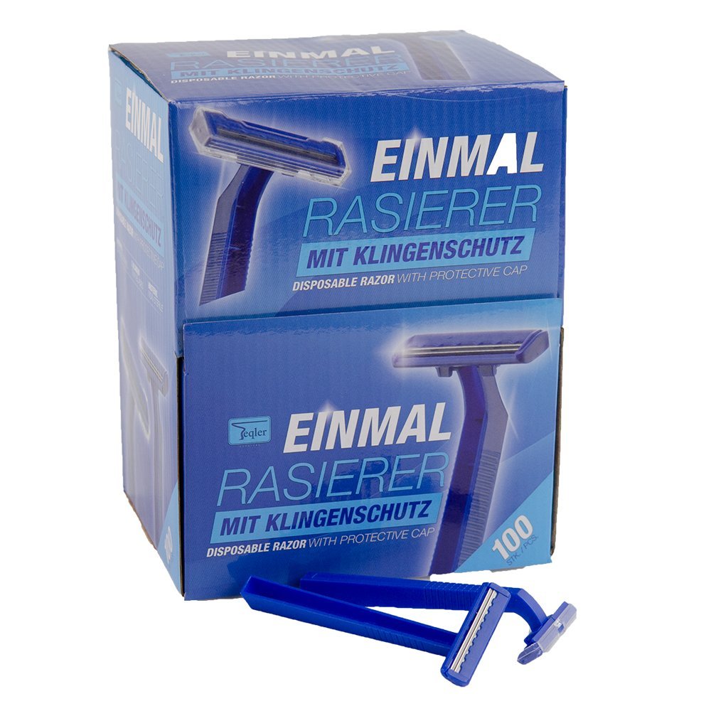 Teqler T-370650 Disposable Razors shave each hair length gently, safely and in a skin friendly manner, blue (100 per pack)