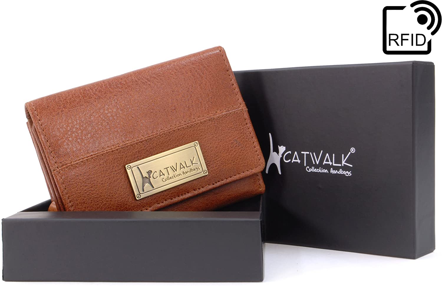Catwalk Collection Handbags, Ladies Medium Leather Purse, Women's Trifold Wallet with 8 Card Slots & Zip Coin Pocket, RFID - Image 2