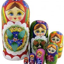 Winterworm 7pcs Red Flowers and Berries Wooden Russian Nesting Dolls Matryoshka Russian Doll