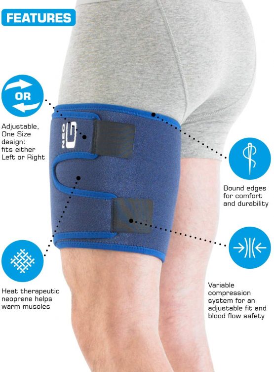 Neo G Thigh Support Hamstring Support to Quadriceps and Hamstring Muscles – Hamstring Compression Sleeve for Sprains, Strains, Pulled Muscles, Sports Injury – Adjustable – Class 1 Medical Device - Image 2