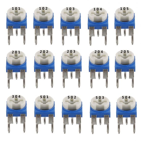 BOJACK 15 Values 150 pcs 100 Ohm- 2M Ohm Variable Resistor 6mm Potentiometer Assortment Kit packag in a Clear Plastic Box - Image 4