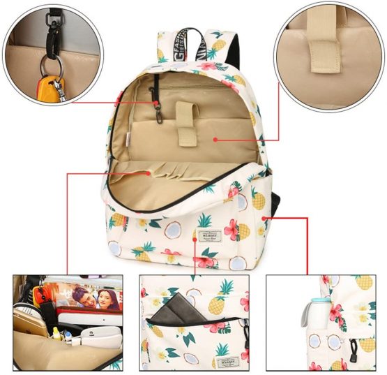 School Bookbags for Girls, Cute Pineapple Laptop Backpack Women Daypack Travel Bag Satchel by Mygreen(Beige-Medium) - Image 3