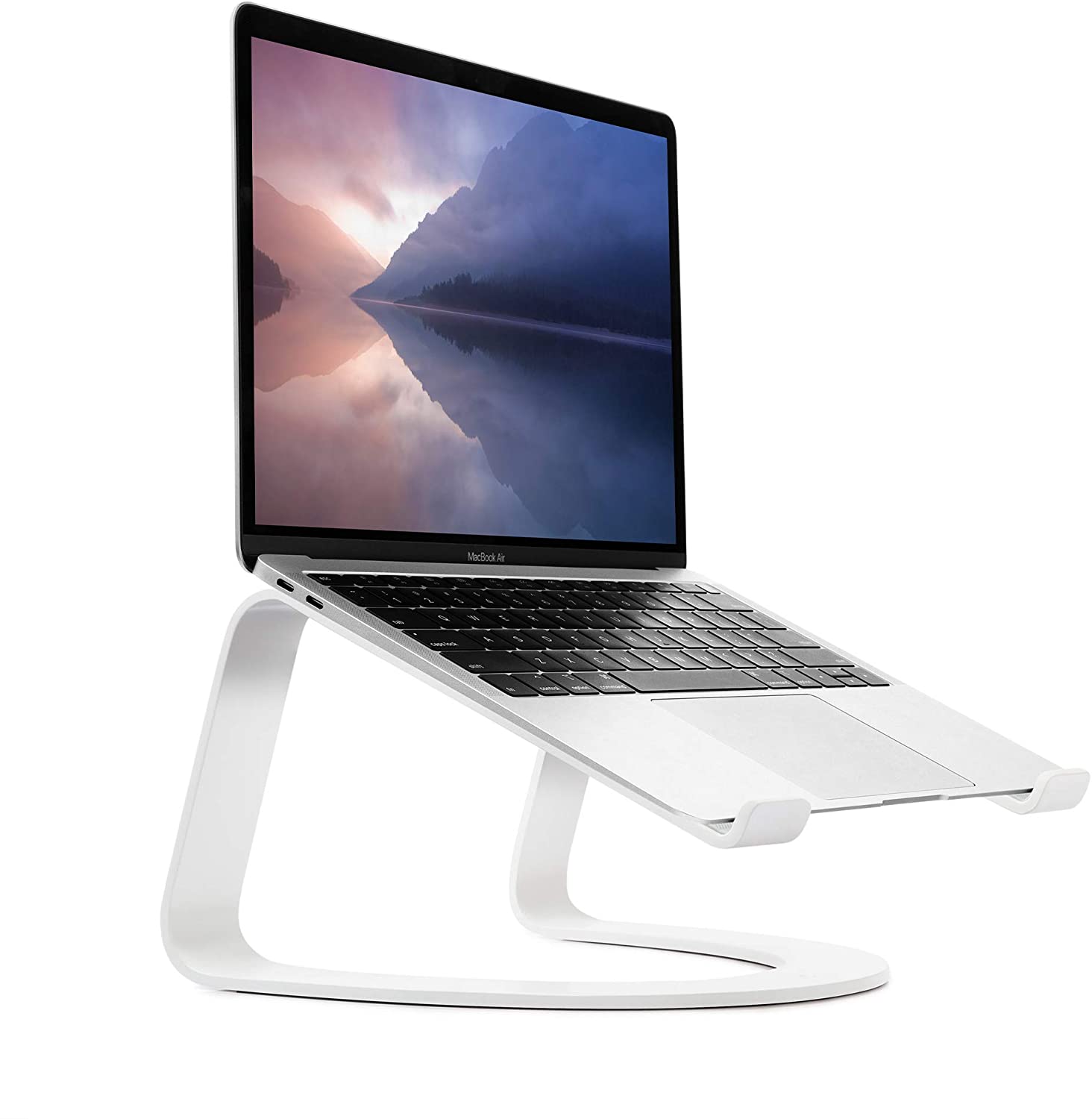 Twelve South Curve Laptop Stand, MacBook Stand - Ergonomic Aluminum Laptop Holder for Apple Dell, HP, Lenovo, Fits 11" to 17", White
