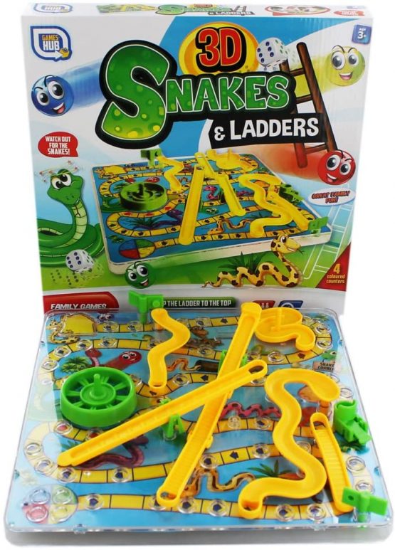 3D Snakes And Ladders Kids Board Game Traditional Family Toy 3+ Years Grafix