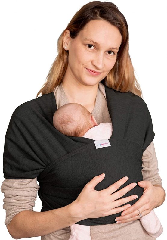Baby Sling | Baby Wrap Carrier | Newborn to 35 lbs Infant with 3 Carrying Positions | 95% Cotton 5% Spandex - Black