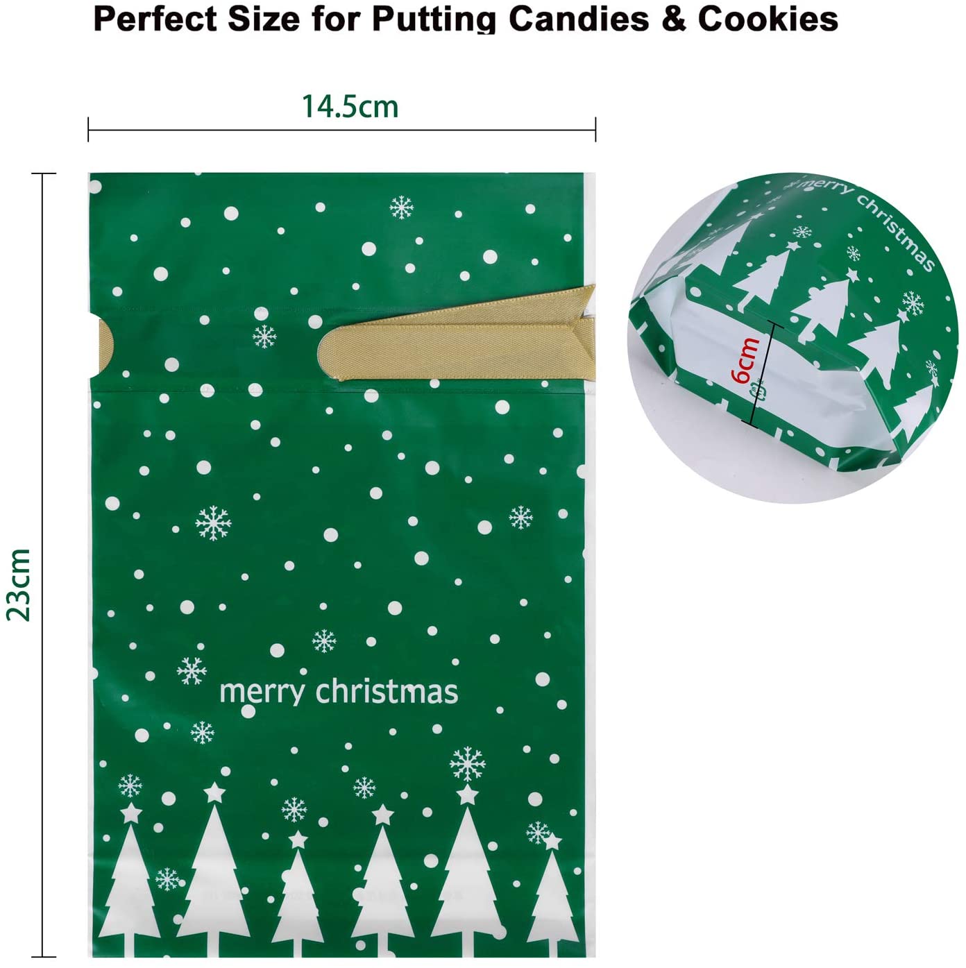 LONTG 50Pack Bag Small Candy Bag Party Treat Bag Goodies Bag Xmas Drawstring Gift Bag For Sweets Cookies Snacks Christmas Party Favor Pouch For Birthday Party Wedding - Image 2