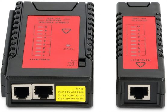 Incutex Ethernet cable tester network cable tester for RJ45 RJ11 cable patch cable tester LAN tester, red-black - Image 3