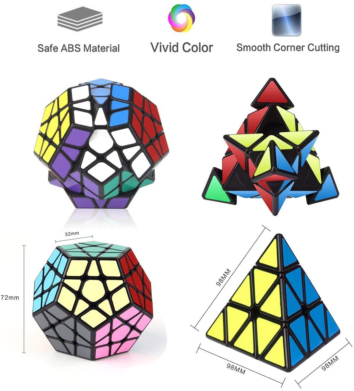 Vdealen Speed Cube Set, Magic Cube Pack of Mirror Pyramid Megaminx Puzzle Cube - Image 2
