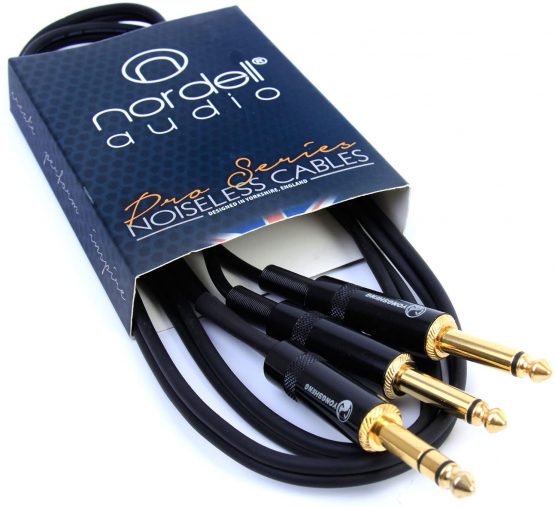 2 x 1/4" inch Mono Jack to Single Stereo 1/4" inch Jack Lead Cable 1.5m