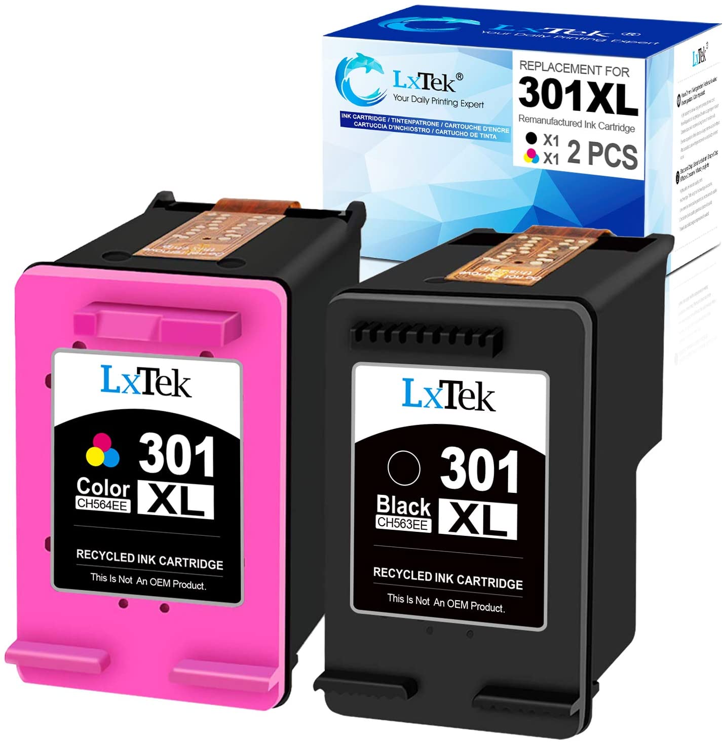 LxTek 301XL High Yield Ink Cartridge Replacement for HP 301XL for Deskjet 1000 1010 1050 1510 1512 2050 2050A 2510 2540 3050 Envy 4500 4502 4503 5530 5532 2620(Black Colour