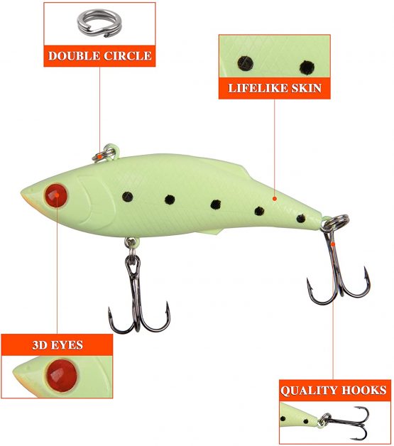 Shaddock 5pcs/Set Night Fishing Lure Bait 3D Crankbait Luminous Bait Hard Bait with Treble Hooks Artificial Lures Glow in Dark Minnow Hard Bait Tackle - Image 3