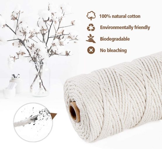 ilauke 3MM Bakers Twine, 200m Cotton Macrame Cord Kitchen Cooking String for Trussing and Tying Poultry Meat Making Sausage DIY Crafts and Decoration (Beige) - Image 3