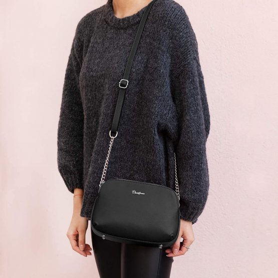 David Jones - Women's Small Crossbody Bag - Ladies Zipper Multi-Pockets Shoulder Bag - PU Leather Messenger Handbag - Classic Elegant City Saddle Bag - Work Travel Casual Everyday Purse Bag - Image 3