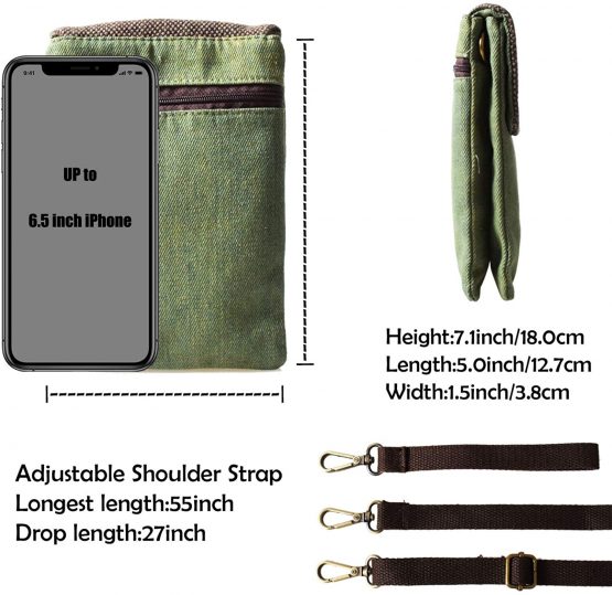 LassZone Women Girls Cute Canvas Crossbody Bags Wallet Cellphone Purse Shoulder Bag Wristlet Handbags - Image 4