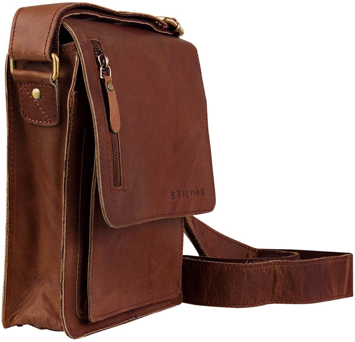 STILORD Leather shoulder bag small for men and women/cross body bag/satchel/for 9.7 iPads/genuine buffalo-leather brown - Image 4
