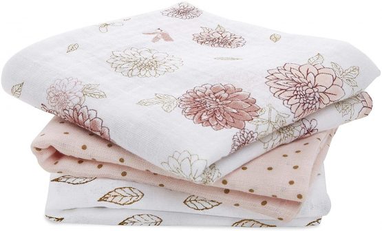 aden + anais 100% Cotton Muslin Musy Squares, Multi-use Baby Cloths for Girls & Boys, 70x70cm, Ideal Newborn & Infant Nursing Set, Perfect Shower Gifts, 3 Pack, Dahlias 7248