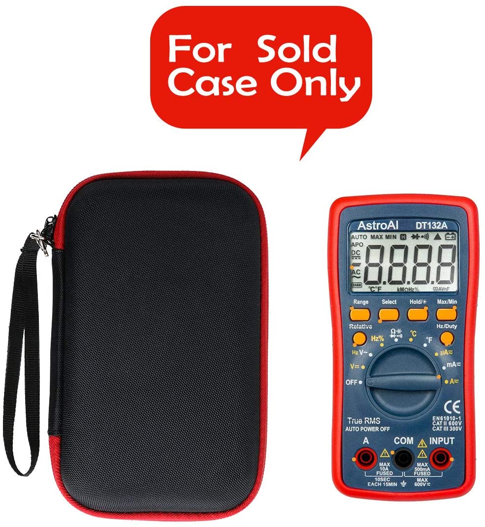 Khanka Hard Case For AstroAI Digital Multimeter TRMS 4000 Counts Volt Meter Manual and Auto Ranging Measures Voltage Tester. (Case only.Red zipper) - Image 4