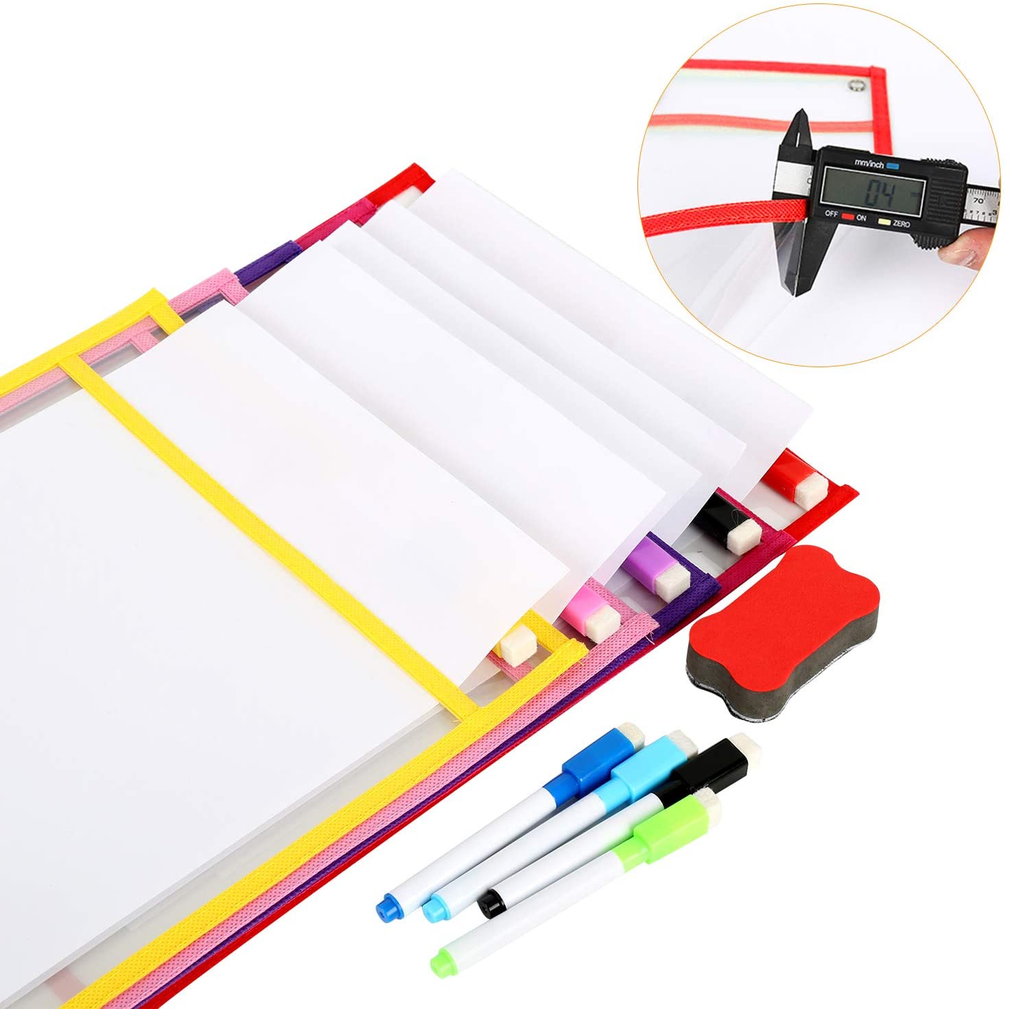 Uhat Reusable Dry Erase Pockets Assorted Colors Sheet Protectors