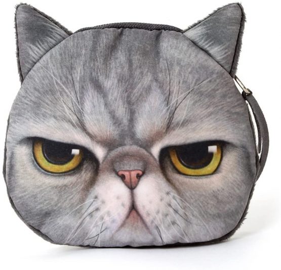 Ai-life Lifelike Cat Face Zipper Bag Coin Case Money Plush Purse Wallet Bag Pouch Handbag