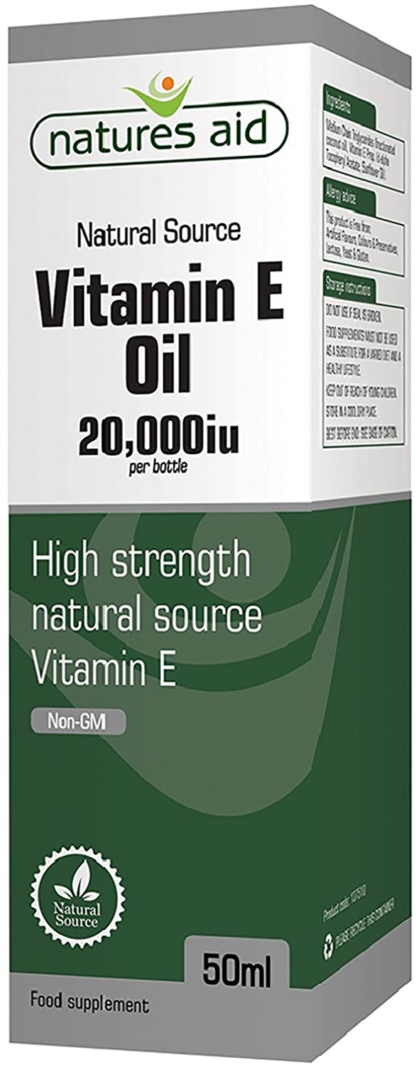 Natures Aid Vitamin E Oil 20,000iu 50ml, Natural Source Antioxidant for Skin & Cells, High Strength, Vegan, Non-GMO