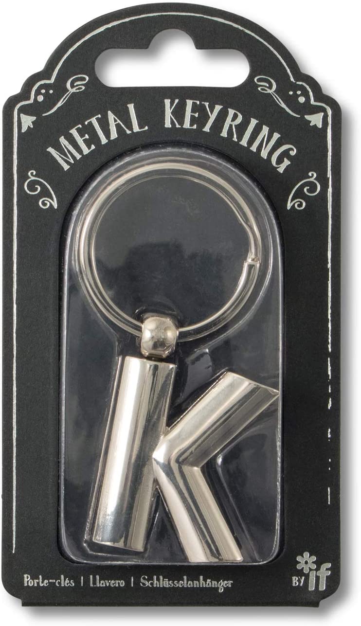 IF Metal Personalised Alphabet Letters K Keyring, 7 cm, Silver