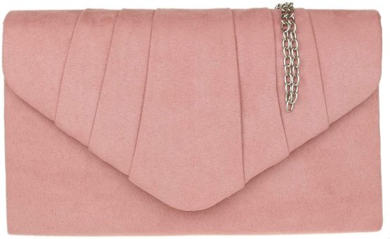 Girly HandBags Faux Suede Clutch Bag Pleated Design Evening Party Womens