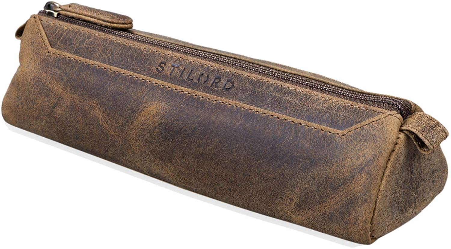 "Jim" Leather Pencil Case Vintage, Middle Brown - Image 3