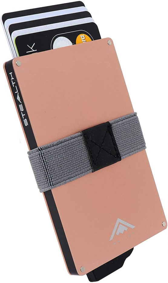 STEALTH Wallet RFID Card Holders - Smart Minimalist NFC Blocking Pop Up Wallets with Gift Box - Slim Lightweight Metal Credit Cards Holder & Contactless Protector Secure with Cash Storage (Rose Gold)