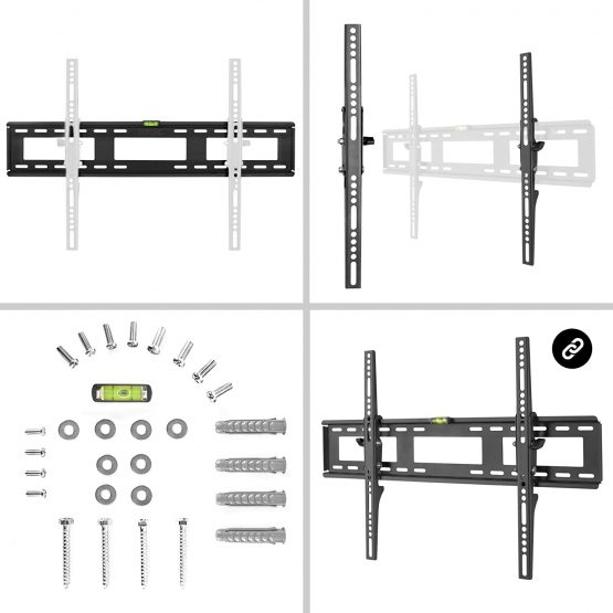 Duronic TV Bracket TVB123M | Wall Mount for 32”-60” Television Screen | Tilting Action -12° | VESA Fits Up to 600x400mm | Fixing for Flat Screen LCD/LED/OLED/QLED | Strong Heavy-Duty | Low Profile - Image 3