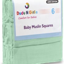 Dudu N Girlie 6 Pack 100% Pure Cotton Baby Muslin Squares 70x70cms, Mint
