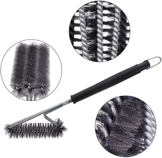 COSORO Set of 3 BBQ Grill Brushs (with 1 Best 3 in 1 Heavy Duty Barbeque Stainless Steel Woven Wire 360°Cleanning BBQ Grill Brush+1 Grill Brush + 1 Removable Stainless Steel Silicone Brush) - Image 3